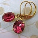 Pink Vintage Rhinestone Earrings Rose Swarovski Crystal Gold