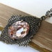 Vintage Rhinestone Necklace Pink Jewel Art Deco Rosaline Antiqued Brass