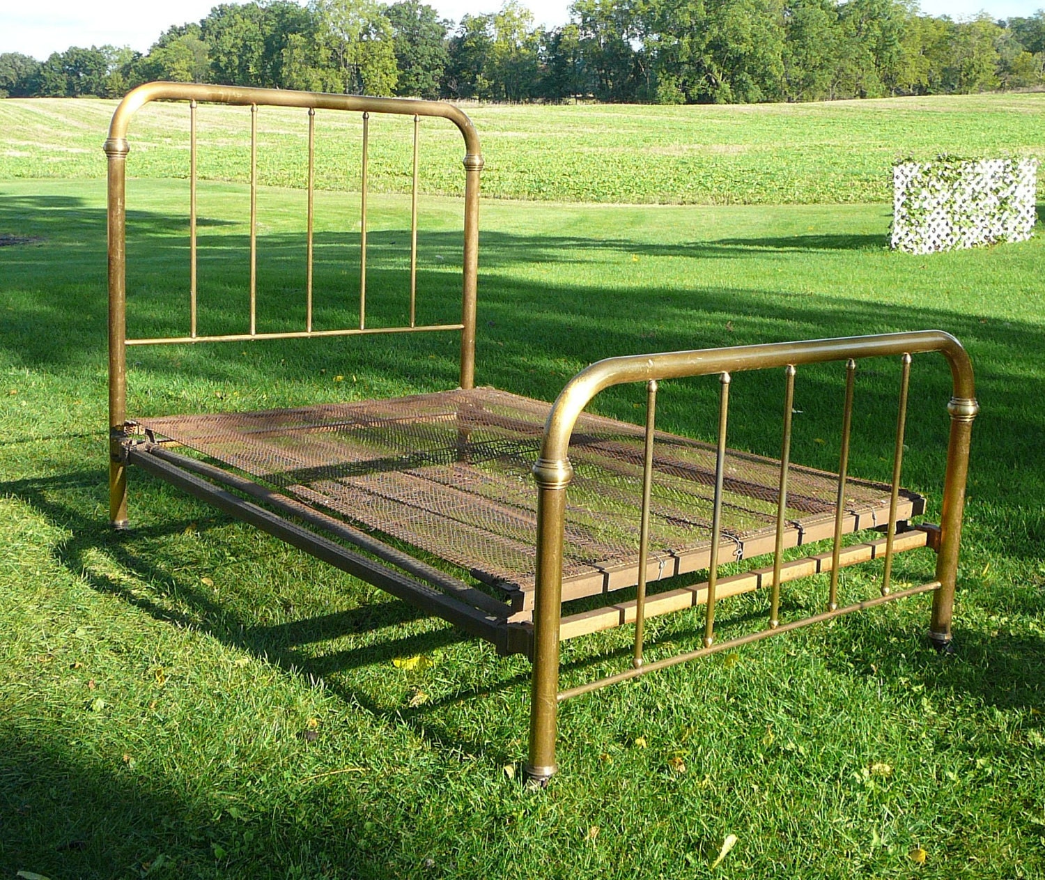 Items similar to Late 1800s Victorian Brass Bed on Etsy