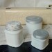 shabby storage milk glass jars