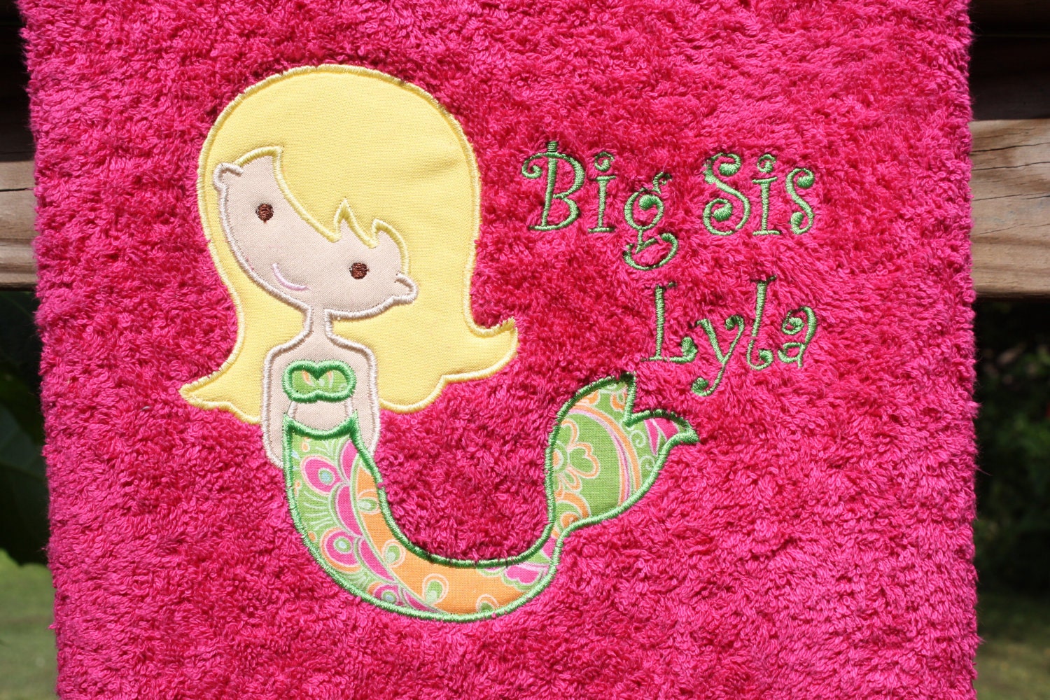 Embroidered Monogramed Mermaid Towel for by PersonalizePeacock