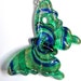 Green/Cobalt Blue Lampwork Butterfly and Ribbon Necklace