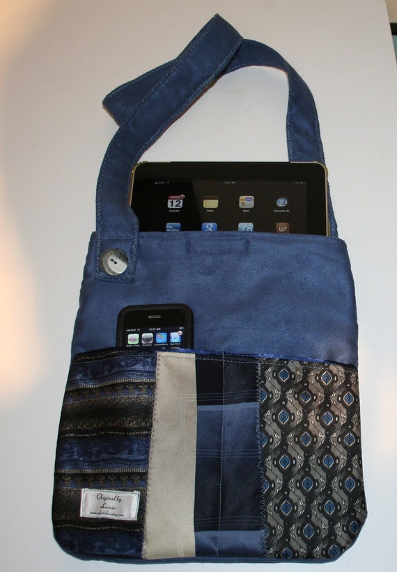 iPad Bag Purse Case with Shoulder Strap Blue