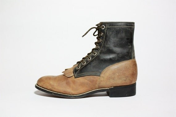 justin lace up ropers mens