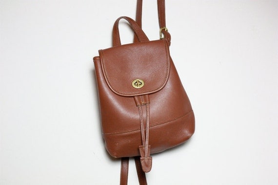 VTG 80's Brown Leather Coach Mini Backpack