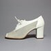 Vtg 90's White Leather and Mesh Oxford Chunk Heel Peep Toe Booties 6