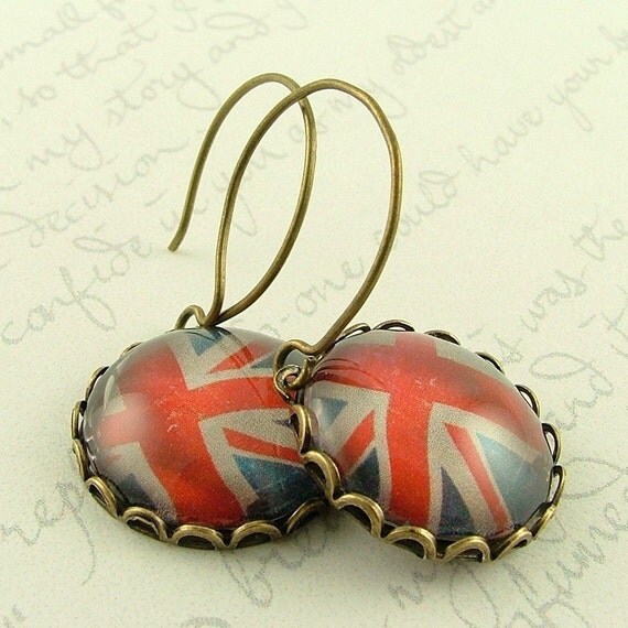 Items similar to Union Jack Flag British Patriotic Earrings on Etsy
