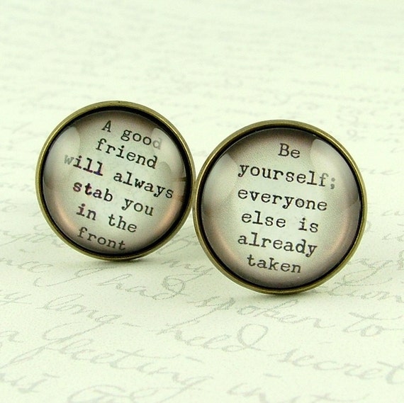 SALE Oscar Wilde Cufflinks Literary Quote Be yourself