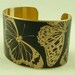 Black Butterfly Brass Cuff Bracelet - Entomology Insect Jewelry
