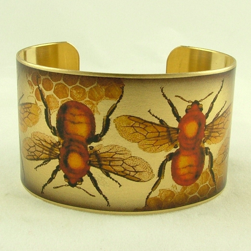 Humble Bumble Honey Bee Brass Cuff Bracelet Charles Darwin