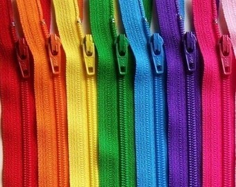 Ykk Zipper Rainbow Sampler Pack 10 zippers- available in 3,4,5,6,7,8,9,10,12,14,16,18,20 and 22 inches