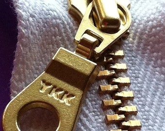YKK Organic Tape Brass Metal Zipper Donut Pull - White (5) pcs - Eco Friendly- Available in 4,5,6,7,8,9,10,11,12,14,16,18,20,22,24,30 Inches