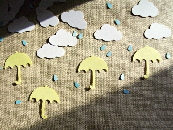 Items similar to Rainy  Day Confetti Cloud Raindrop 