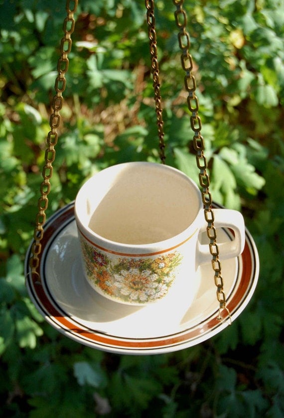 Cup n Saucer Bird Feeder n Bird Bath Combo