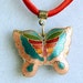 Butterfly Necklace - Vintage Cloisonne, Rainbow Colors Pendant, Double Sided Cloisonne Jewelry