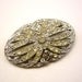 Vintage silver tone Art Deco style oval brooch with rhinestones