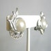 3 for 15 FREE SHIPPING - Vintage silver tone clip on earrings with faux pearl cab, rhinestones
