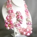 Vintage pink and pearl beaded necklace and earrings set, demi parure