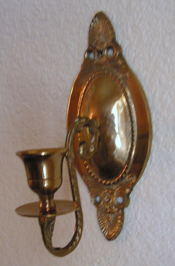 SALE Vintage Brass Candle Holder Wall Mount Sconce Candelabra