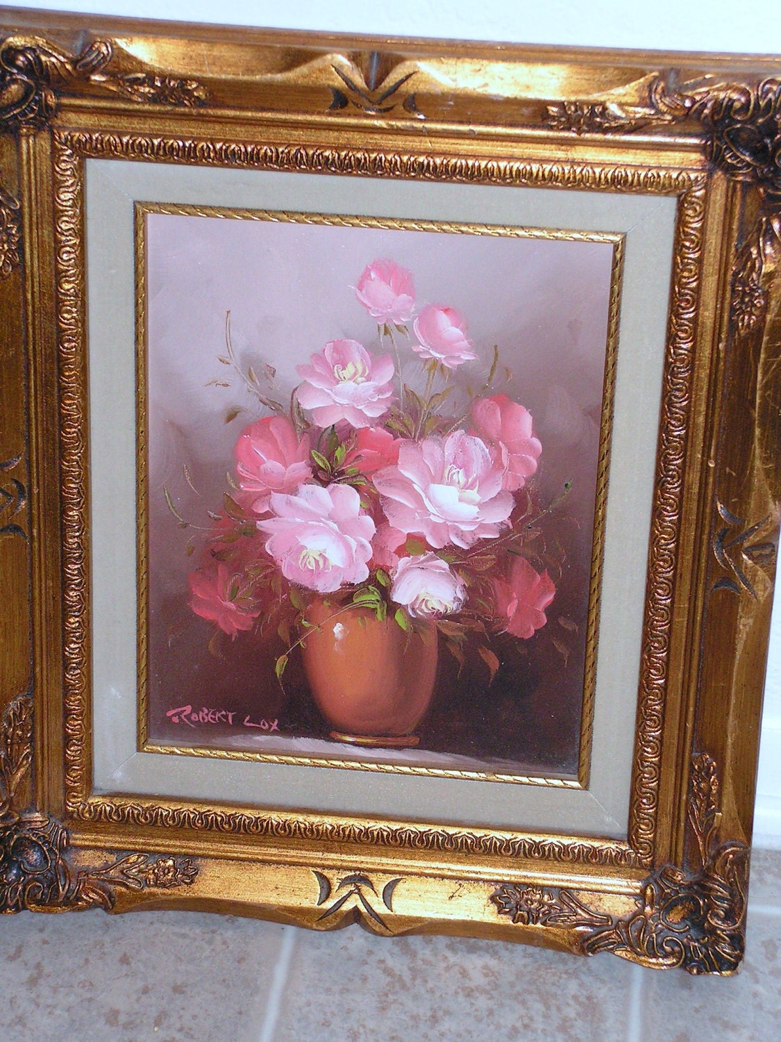 ON HOLD Vintage Robert Lox Original Painting Flowers in Vase