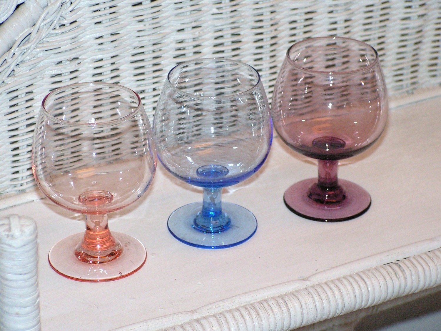 Vintage Wine Glasses Cordials Set of 3 Miniature Small