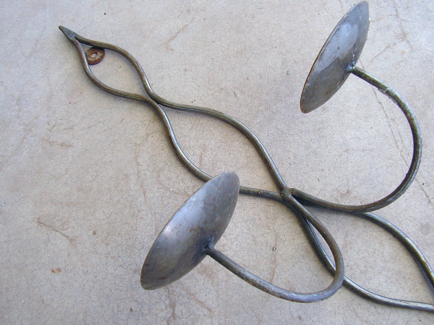 Vintage Hand Wrought Iron Candle Holder by retrosideshow
