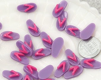 12mm Tiny Flip Flop Resin Cabochons - 10 pc set