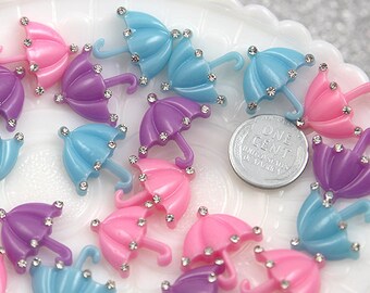 20mm Little Umbrella Resin Cabochons - 6 pc set