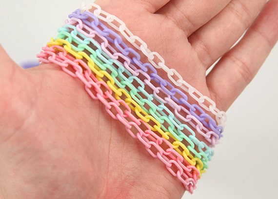 7mm Delicate Plastic Light Blue Chain - 55 inches or 140 cm - 2 pieces - NEW longer length