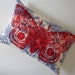 Giant IO Moth silk screened cotton canvas throw pillow toile 18x12 blue wedgwood toile red