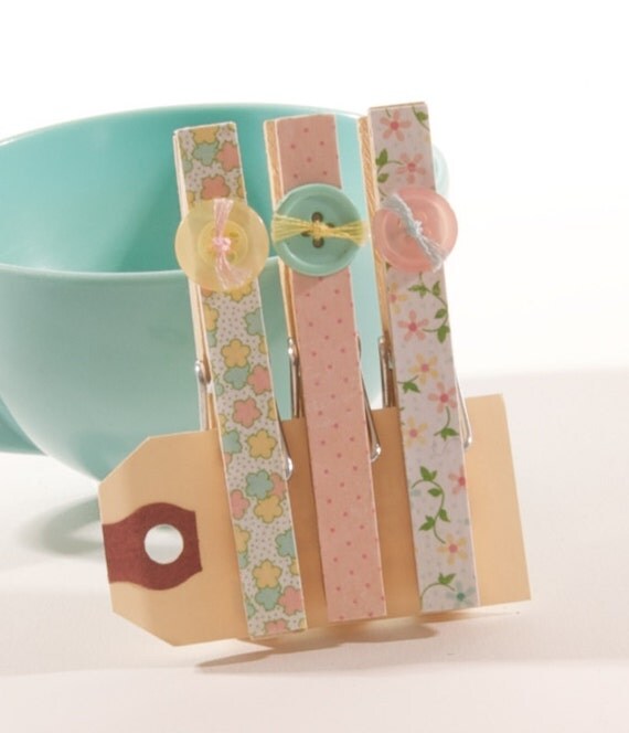 Items similar to Decorative Clothespin Set Soft Spring on Etsy