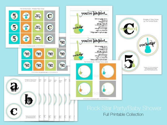 Rock Star Party Full Printable Collection by The TomKat Studio Il_570xn