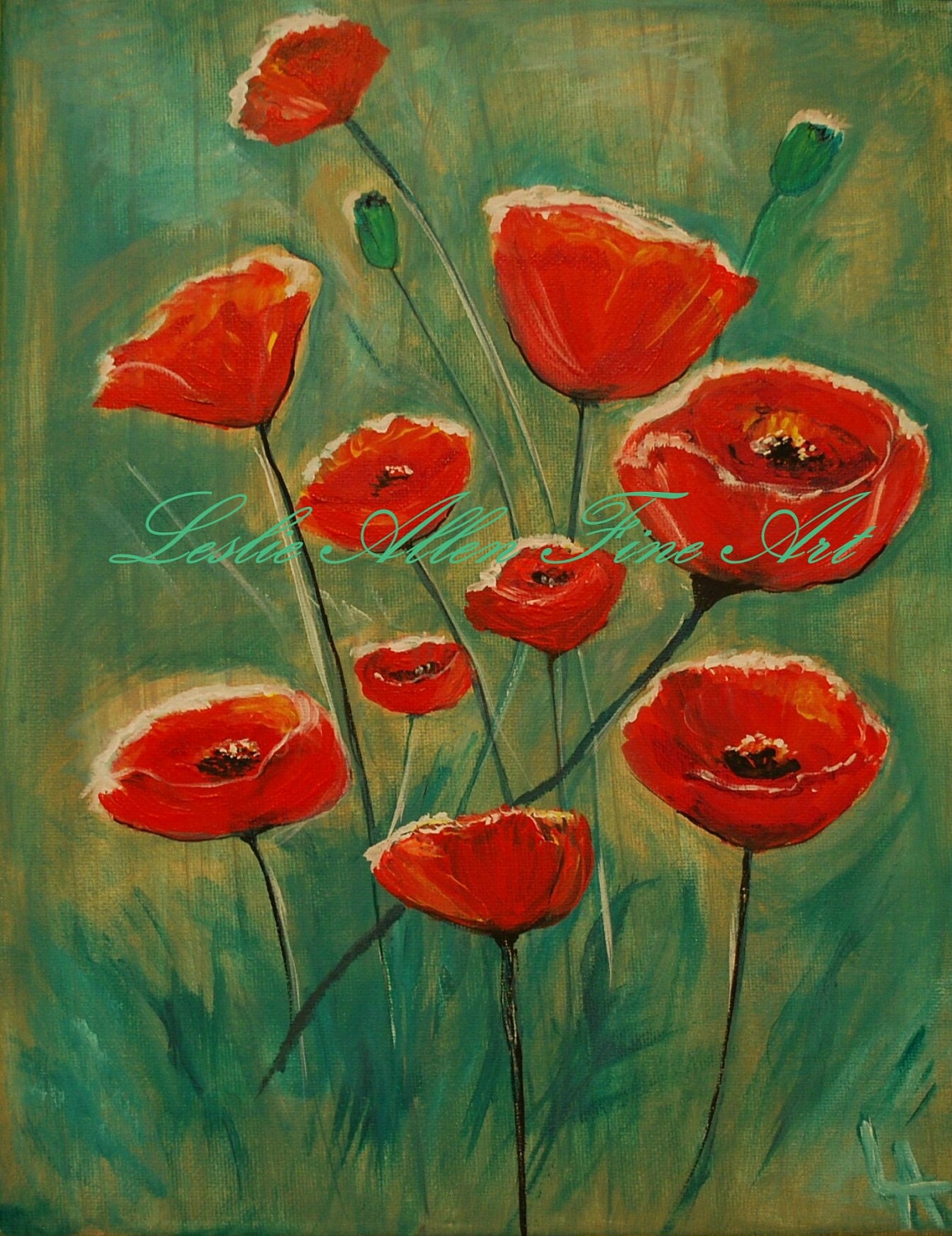 Poppy Poppies Red Painting Poppie Abstract Flowers Floral