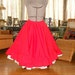Do-Si-Do Girl's Woman's Red Square Dance Skirt With Attached Eyelet Lace Trimmed White Petticoat
