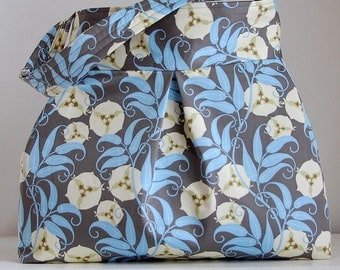 Gray Passion Vine Pleated Hobo Handbag / Purse - READY TO SHIP