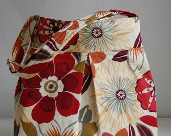 Anemone Fabric Pleated Hobo Handbag / Purse READY TO SHIP