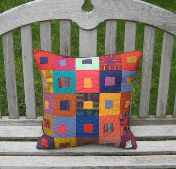 Modern Patchwork and Quilted Decorative Throw Pillow