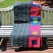 Modern Patchwork Quilt - Stripes and Squares in Blue, Green, and Orange