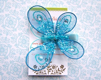 Glitz and Glam......Blue Sequined Butterfly Hairclip