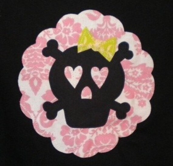 Girls Love Pirates too ... Pink Jolly Roger Skull and Crossbones Pirate Birthday Party Shirt Il_570xn