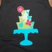 SALE ... Fairy Garden Vintage Cake Stand ... Ready To Ship size 4T black tank top ... girls birthday shirt ... one of a kind