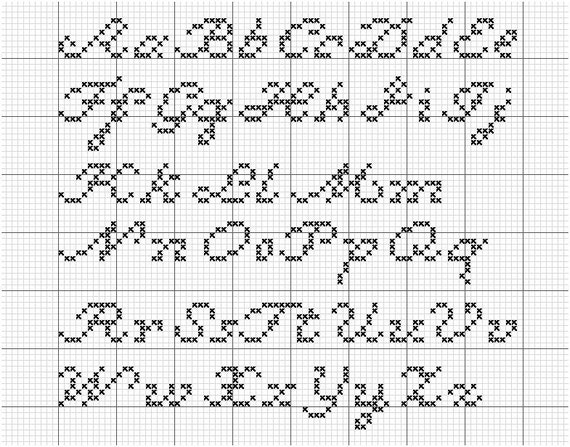 AlphaTwo A Script Cross-Stitch Alphabet by RebelleCherry on Etsy