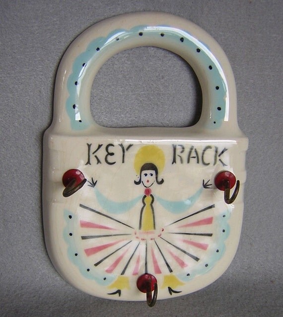 Cute Vintage c1930s Ceramic Key Holder or Key Rack