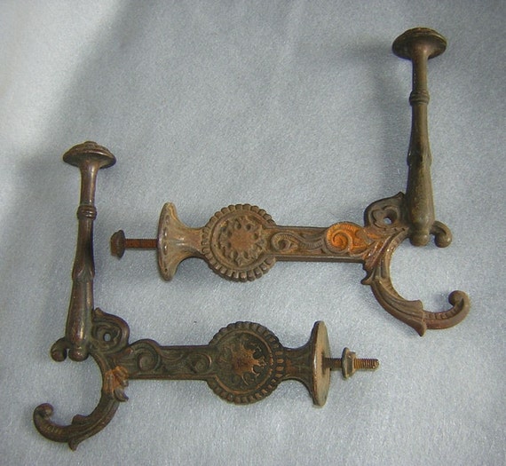 2 Antique Victorian Eastlake Coat and Hat Hall Tree Hooks