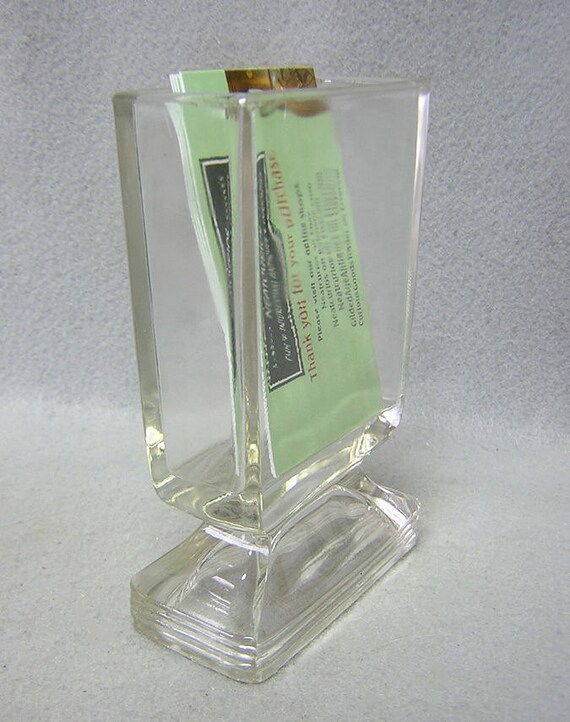 Antique Glass Business Calling Card Holder