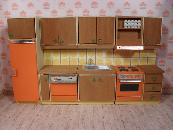 Vintage Lundby Dollhouse  Modern Kitchen  Set  from 1976