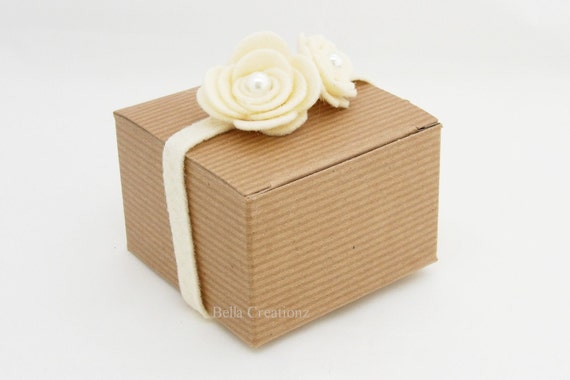 Kraft Natural Pinstripe Boxes 3x3x2 - Perfect for small gifts and party favors.