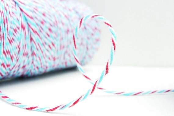 SALE - Aqua Blue and  Red Bakers Twine by Timeless Twine