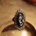 Reserved for Young Antique BLack Cameo sterling marcasite ring with Gothic warrior