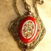 ANtique RED micromosaic Necklace original chain and bale millefiori flowers